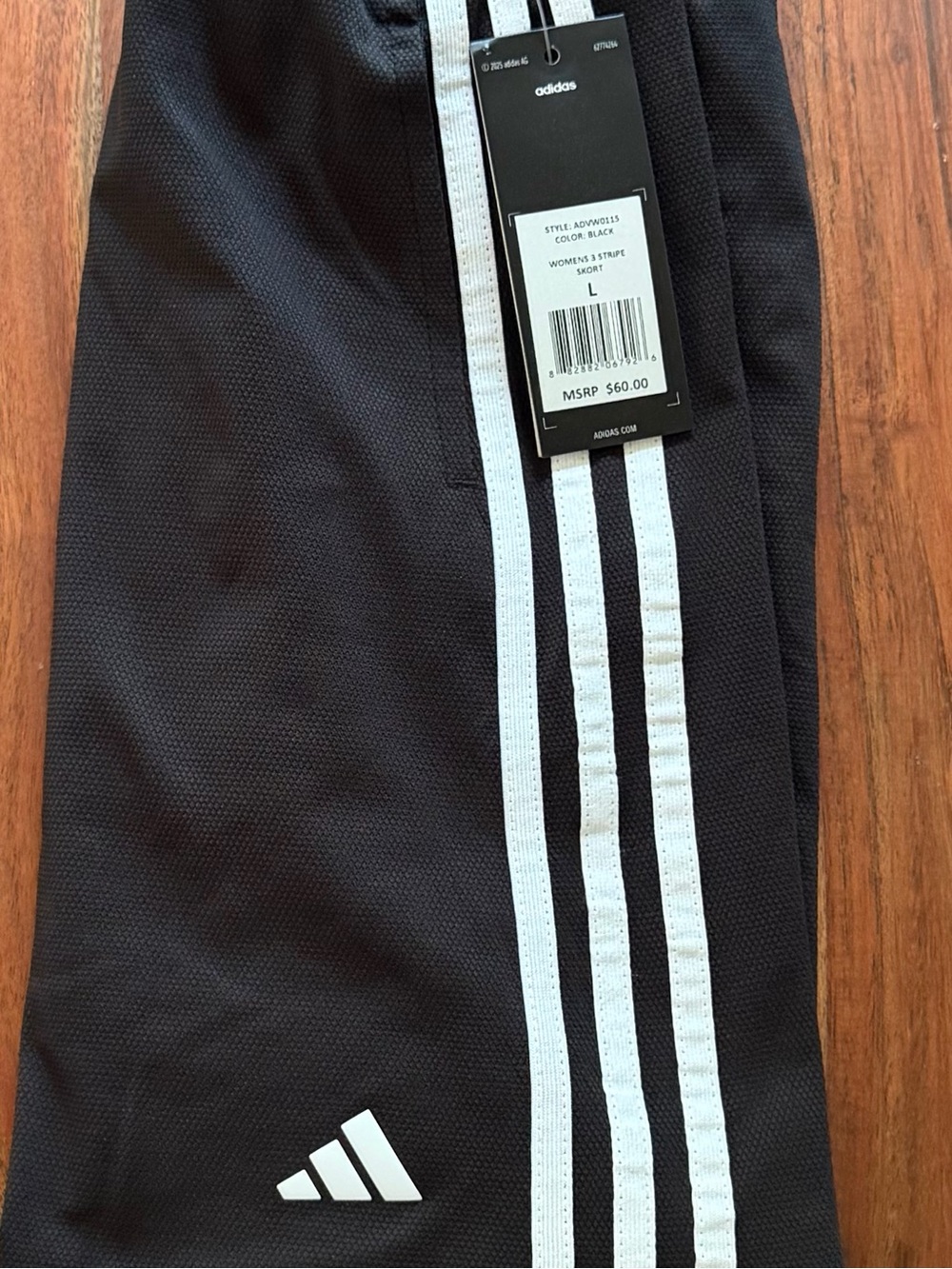 Adidas 3-Stripe Athletic Skort Built-In Shorts Black White Size L NWT - Picture 4 of 5